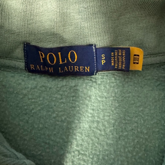 Polo by Ralph Lauren Green Half-Zip Sweater with Cream Panel and Navy Logo - Picture 5 of 7